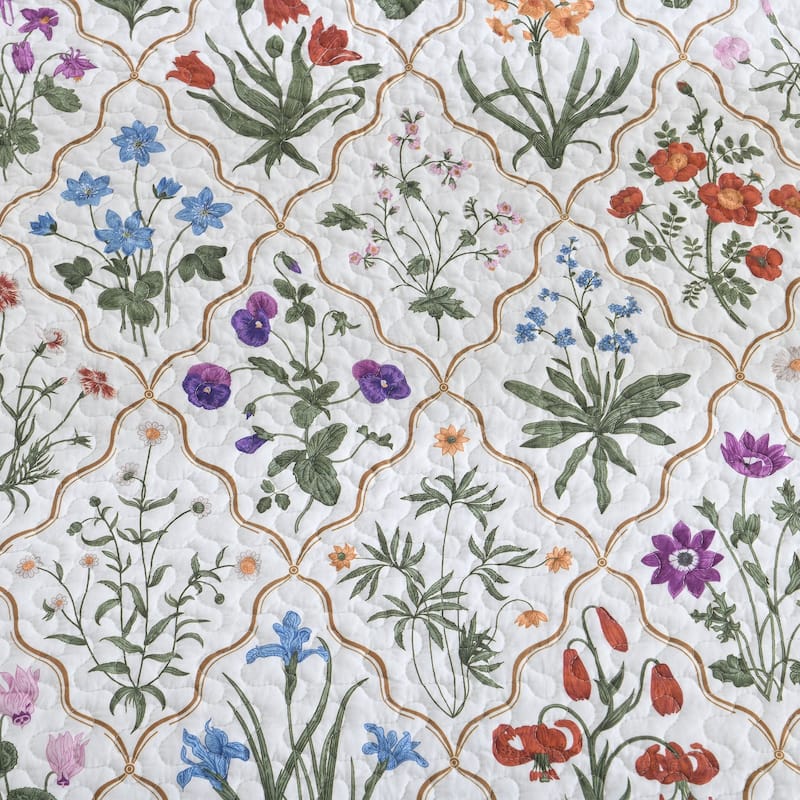 3 Pcs Colorful Botanical Printed Bedspread Set