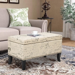 Adeco Storage Ottoman Bench Fabric Patterned Rectangular Toy Chests