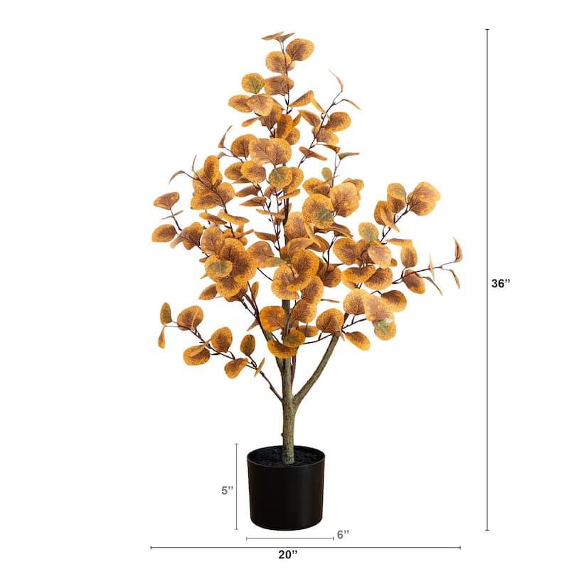 Autumn Eucalyptus Artificial Potted Fall Tree - 3'