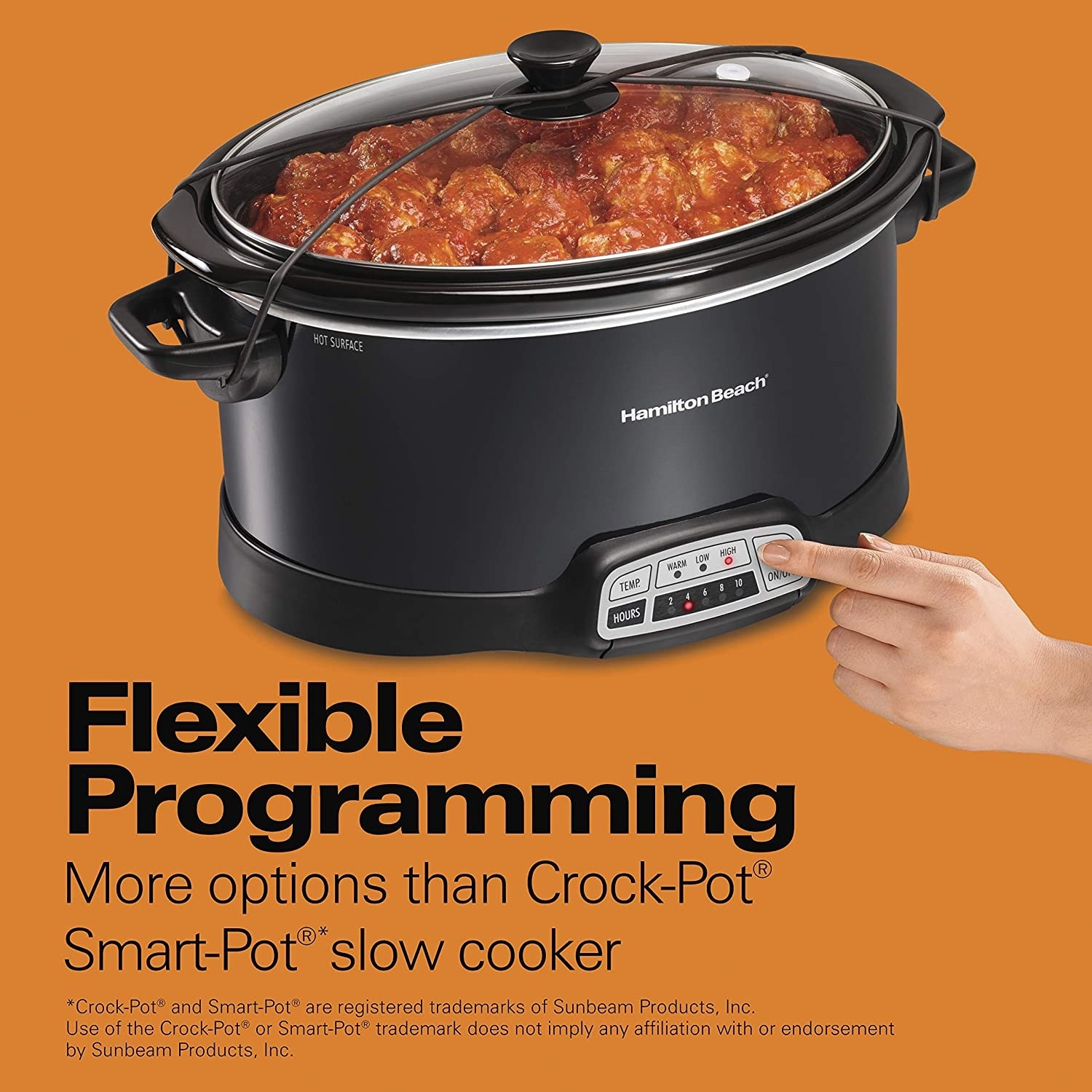 Portable 7 Quart Programmable Slow Cooker with Three Temperature