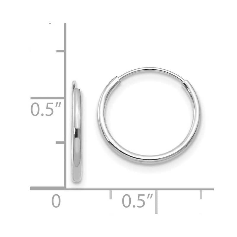 Curata 14k White Gold Polished 1.25x13mm Endless Hoop Earrings