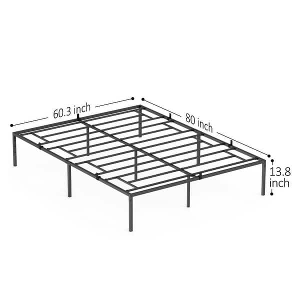 dimension image slide 3 of 4, Metal Platform Bed Frame with Sturdy Steel Bed Slats Mattress Foundation No Box Spring Needed Large Storage Space