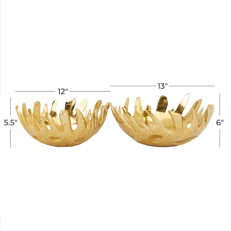 Black, Gold or Silver Aluminum Metal Decorative Bowl (Set of 2)