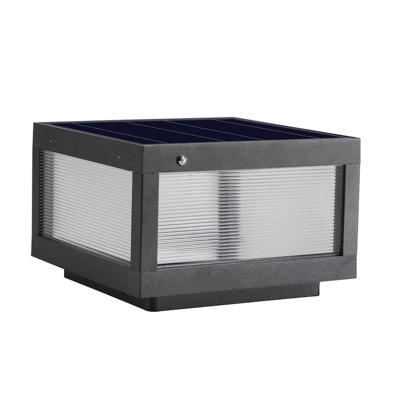 Modern Black Waterproof Dusk to Dawn LED Solar Outdoor Post Lamp - 1 Pack
