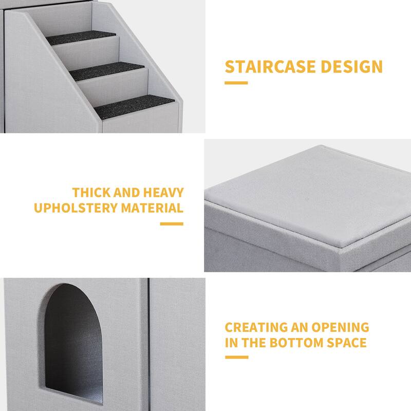 4 Stairs Foldable Pet Stair Pet Steps with Mats