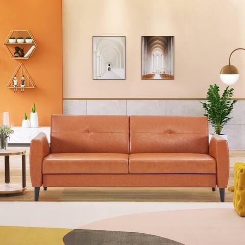 Modern PU Leather Loveseat with Storage Box ,Convertible Sofa Bed - 82"Wx33"Dx33"H