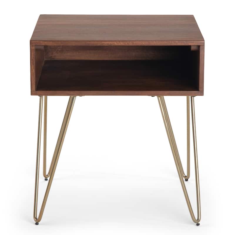 WYNDENHALL Moreno SOLID MANGO WOOD and Metal 22 inch Wide Square Industrial End Side Table - 22 W x 22 D x 23 H