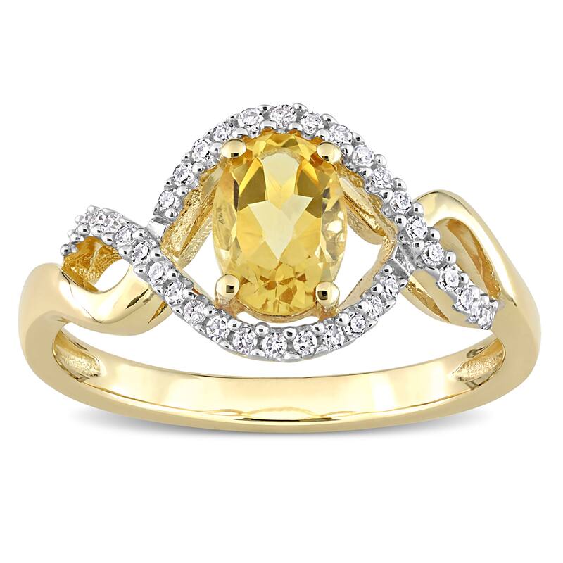 Miadora 10k Yellow Gold Citrine and 1/6ct TDW Diamond Halo Infinity Ring
