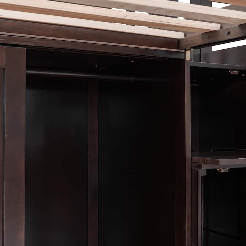Double Twin Loft Beds with Wardrobes and Staircase