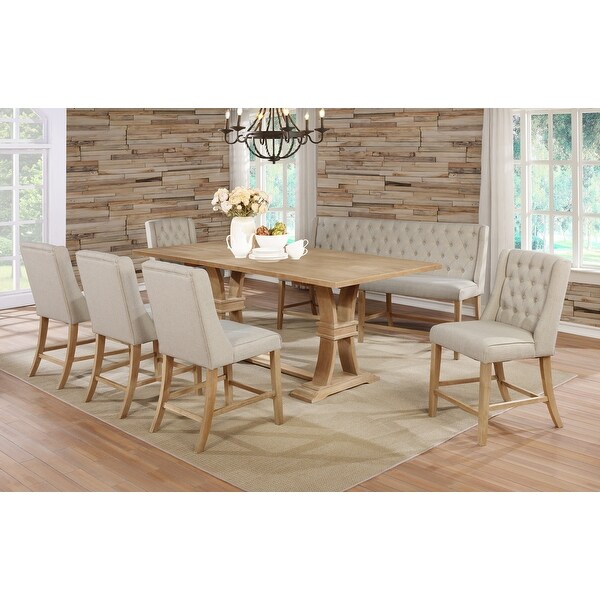 Best Quality Furniture 18" Center Leaf 7pc Counter Height Set w/ Bench. Opens flyout.