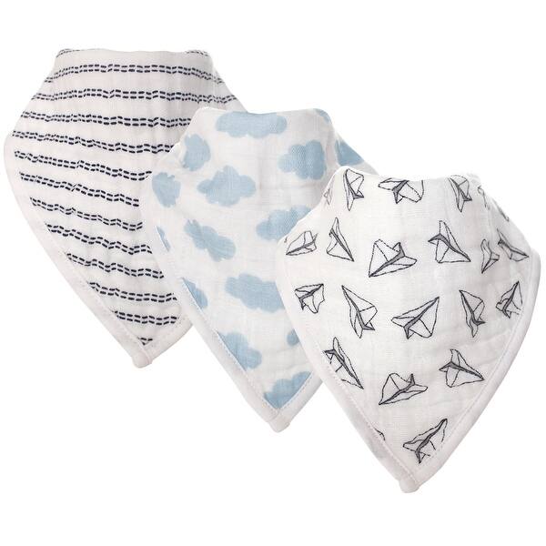 slide 1 of 1, Hudson Baby Infant Boy Muslin Cotton Bandana Bibs 3pk, Paper Airplane, One Size - Paper Airplane - One Size