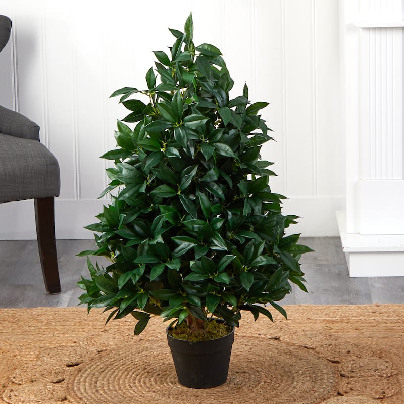 3' Bay Leaf Artificial Topiary Tree UV Resistant (Indoor/Outdoor) - Green