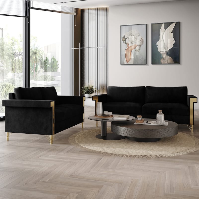 CraftPorch Glam Velvet Upholstered 2-Piece Living Room Set