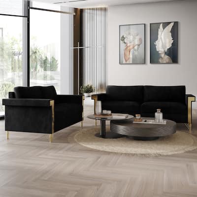 CraftPorch Glam Velvet Upholstered 2-Piece Living Room Set