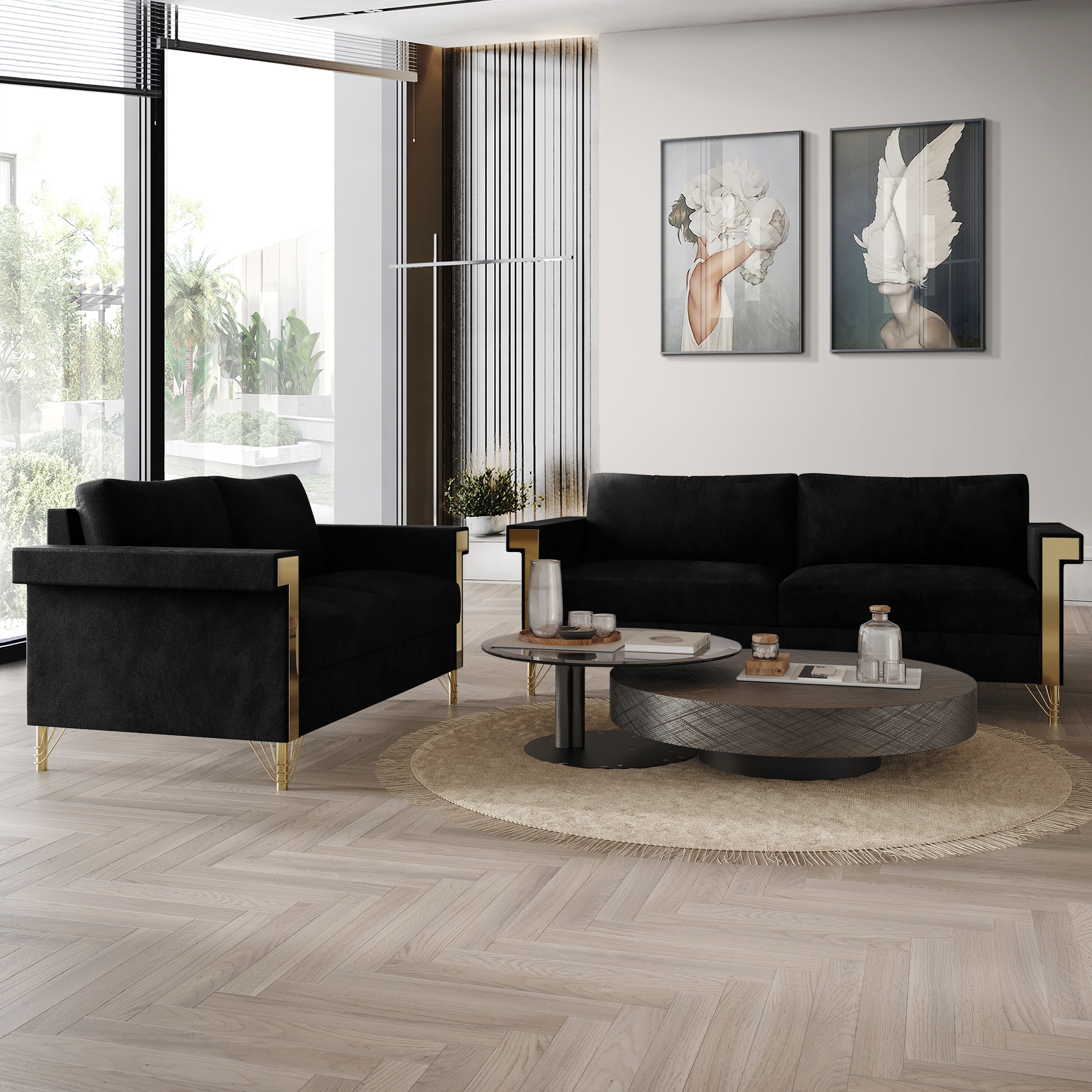 CraftPorch Glam Velvet Upholstered 2-Piece Living Room Set