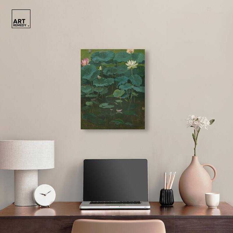 Theodore Wores Lotus Canvas by Art Remedy, Gallery Wrapped