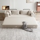 preview thumbnail 1 of 7, Anmytek Chenille Convertible Sleeper Sofa Bed - With Cylindrical Pillow & Side Pocket Khaki