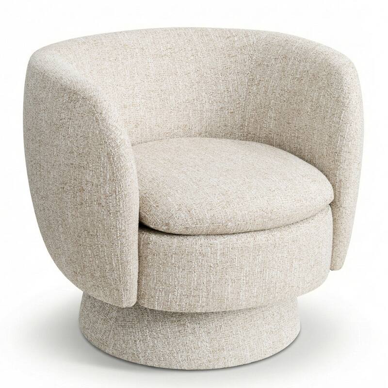 Upholstered 360 Swivel Barrel Accent Armchair