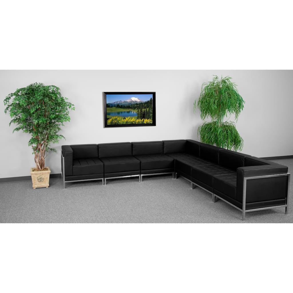 7 Piece LeatherSoft Modular Sectional Configuration - Stainless Steel Legs