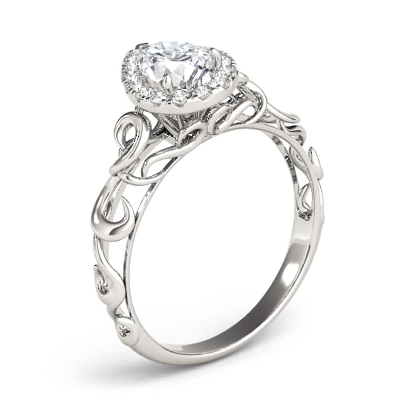 Auriya 14k White Gold Lab Grown Pear Diamond Halo Engagement Ring (0.5 to 5 ct. tw., F-G VS)