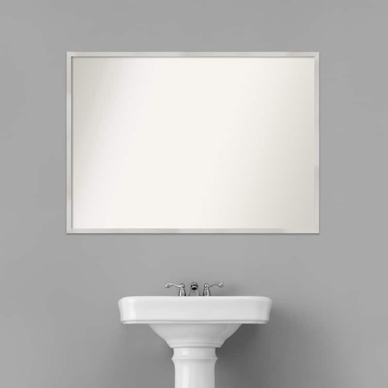 Non-Beveled Wood Bathroom Wall Mirror - Svelte Silver Frame