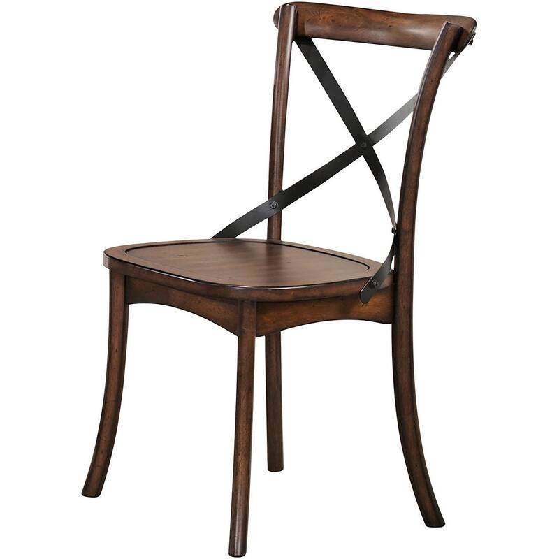 HomeRoots Set of Two Brown Cross Back Dining Side Chairs
