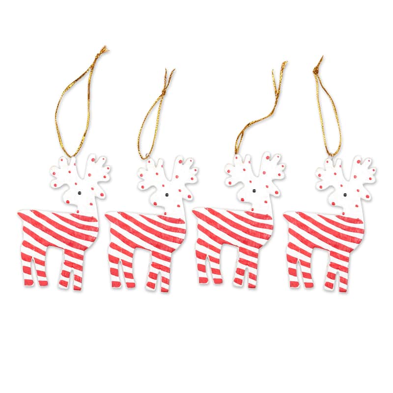 Novica Handmade Merry Reindeer Wood Holiday Ornaments (Set Of 4)
