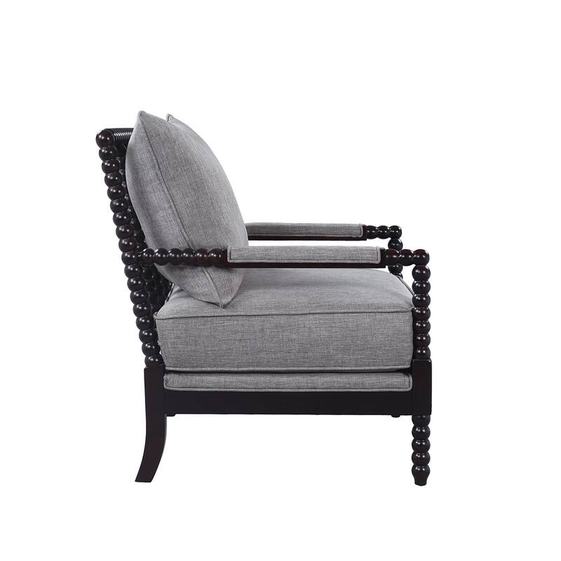 Leyte Traditional Wood and Fabric Accent Armchair
