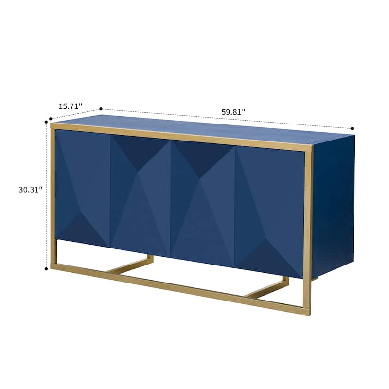 Modern luxury style sideboard with metal base and shelves for bedroom kitchen living room hallway