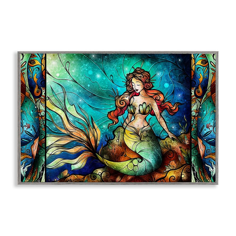 Stupell Elegant Seated Mermaid Framed Giclee Art Design By Mandie Manzano