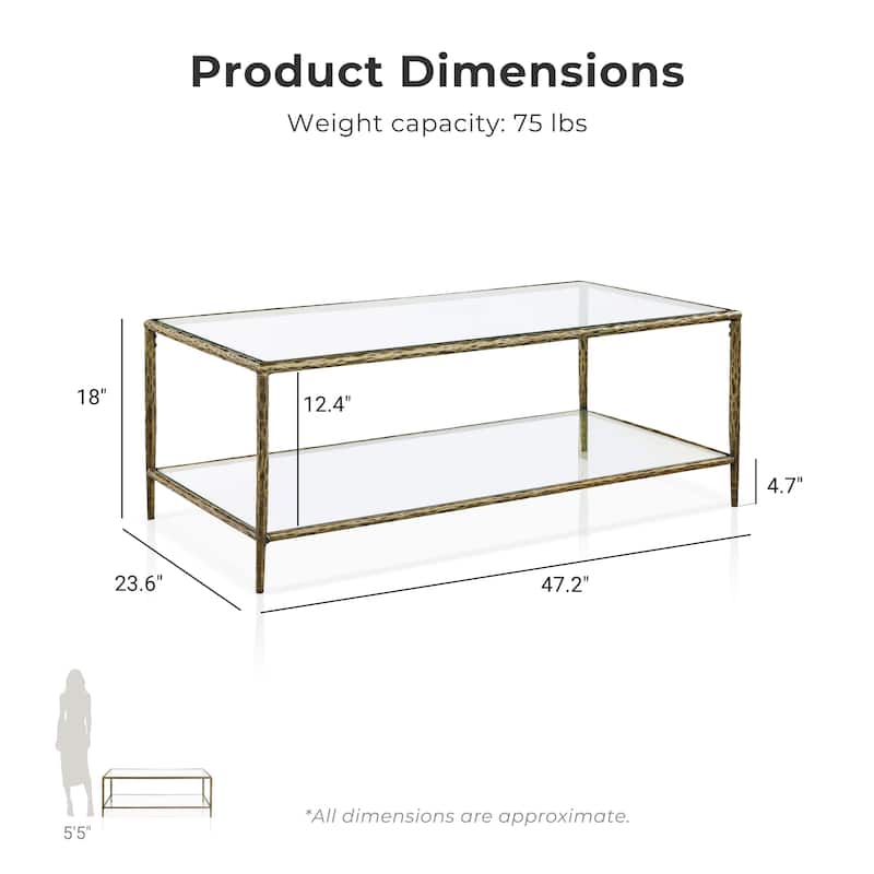 247 Shop At Home Lalia Modern Hammered Metal 3-Piece 1-Shelf Coffee Table Set