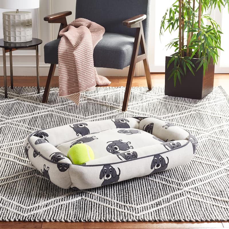 SAFAVIEH Lorelai Dog Bed - 24Wx28Dx6H - Ivory/Grey