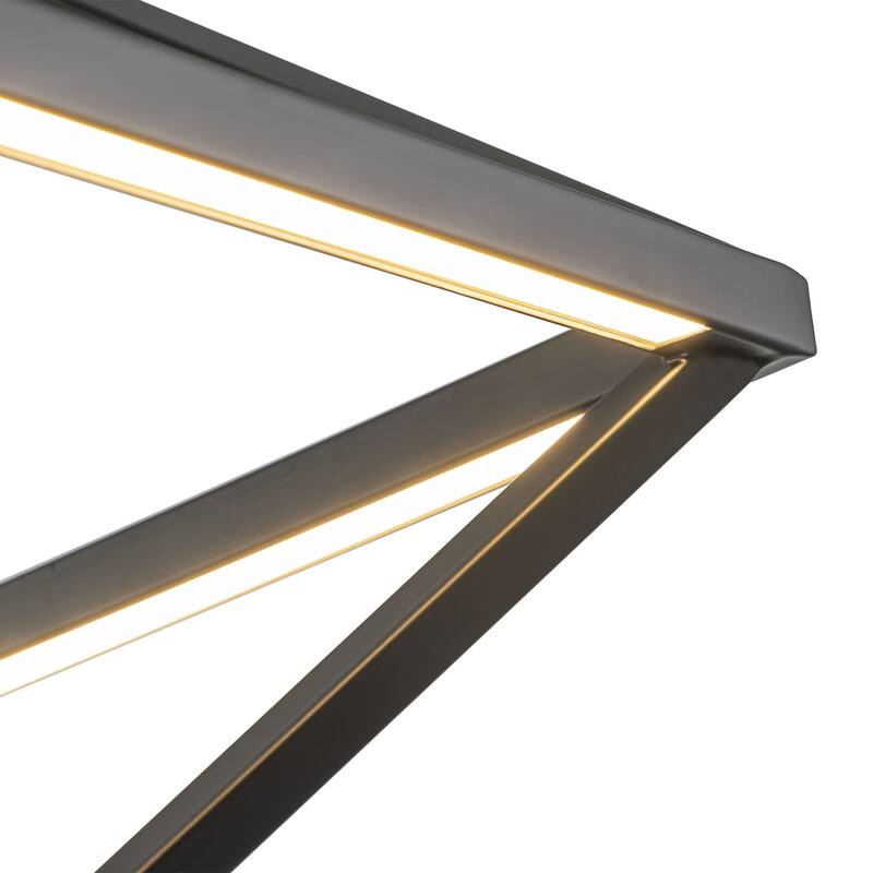 Modern Linear Black Island Pendant Light Geometric Dimmable Integrated LED Chandelier