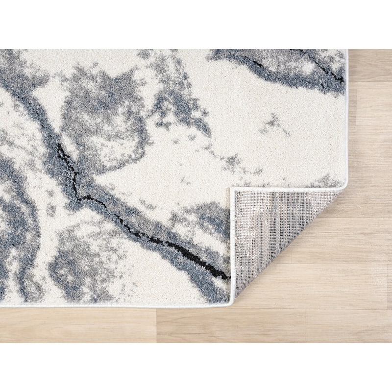 Paris Collection Abstract Cream/Blue Rug