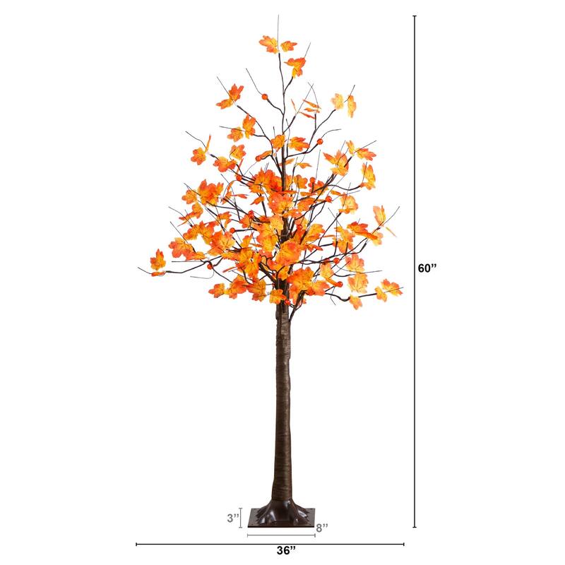Pre-Lit Maple Minimalist Artificial Fall Tree - 5' - Warm White LED Lights