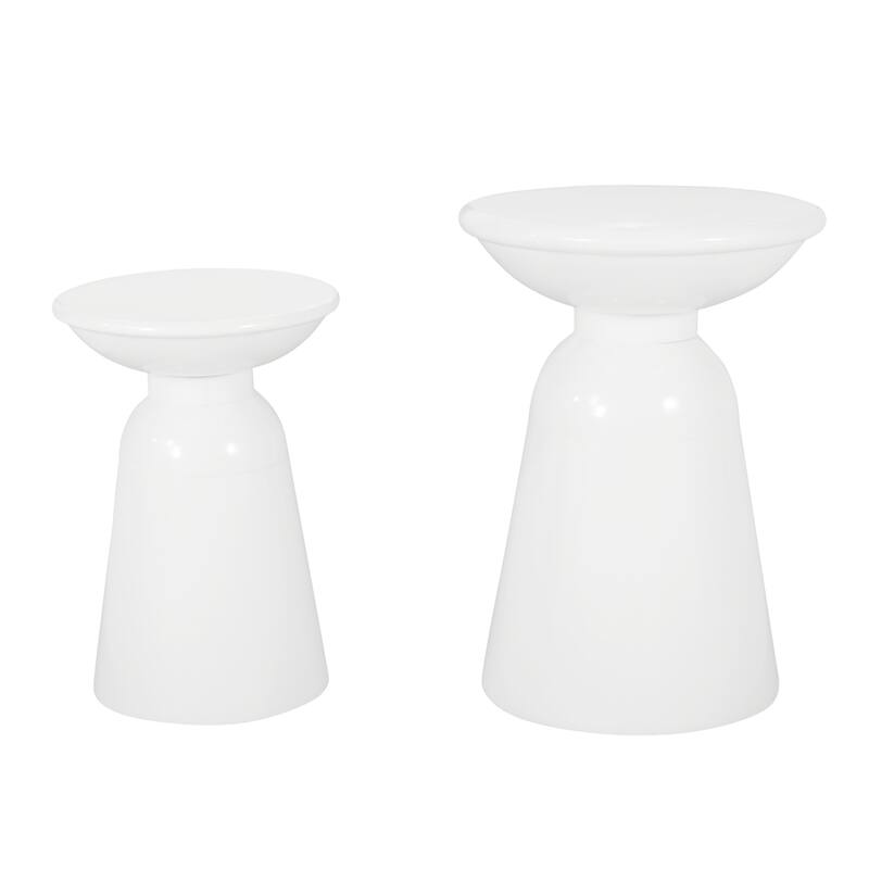 Serenita Outdoor Iron Side Tables with Flared Design, Set of 2