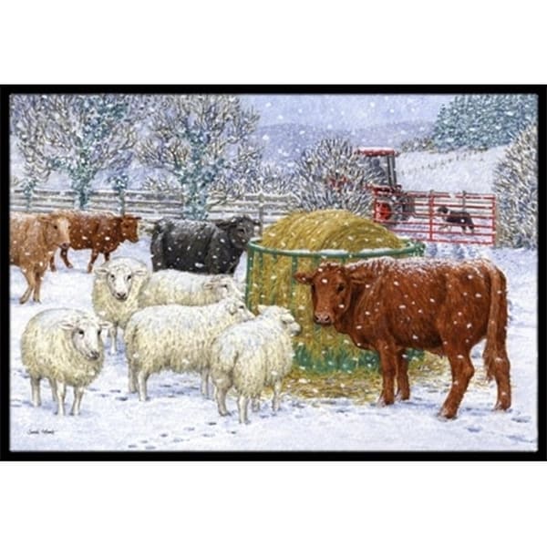 Carolines Treasures ASA2207MAT Cows & Sheep in the Snow Indoor or Outdoor Mat 18 x 27