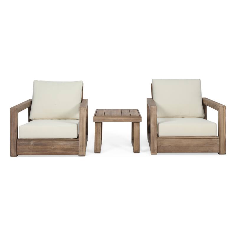 Westchester Acacia Wood Chat Set by Christopher Knight Home - Beige+Brown