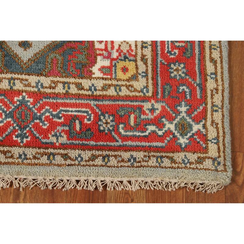 Hand Knotted Oriental 100% Wool Carpet Traditional Medallion Greys & Charcoal Heriz (serapi) Area Rug - 5' 1'' X 2' 11''