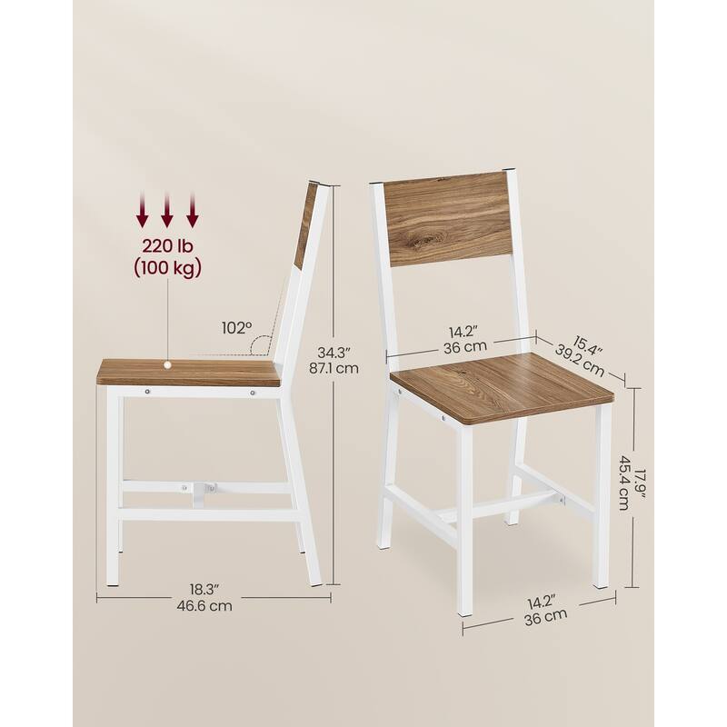 Wood Dining Chair, Rustic Wooden Chairs with Metal Steel Frame
