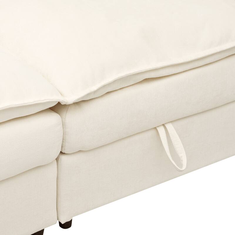 126" 6-Piece Modular Sofa Bed with Storage and Double-Layer Cushions