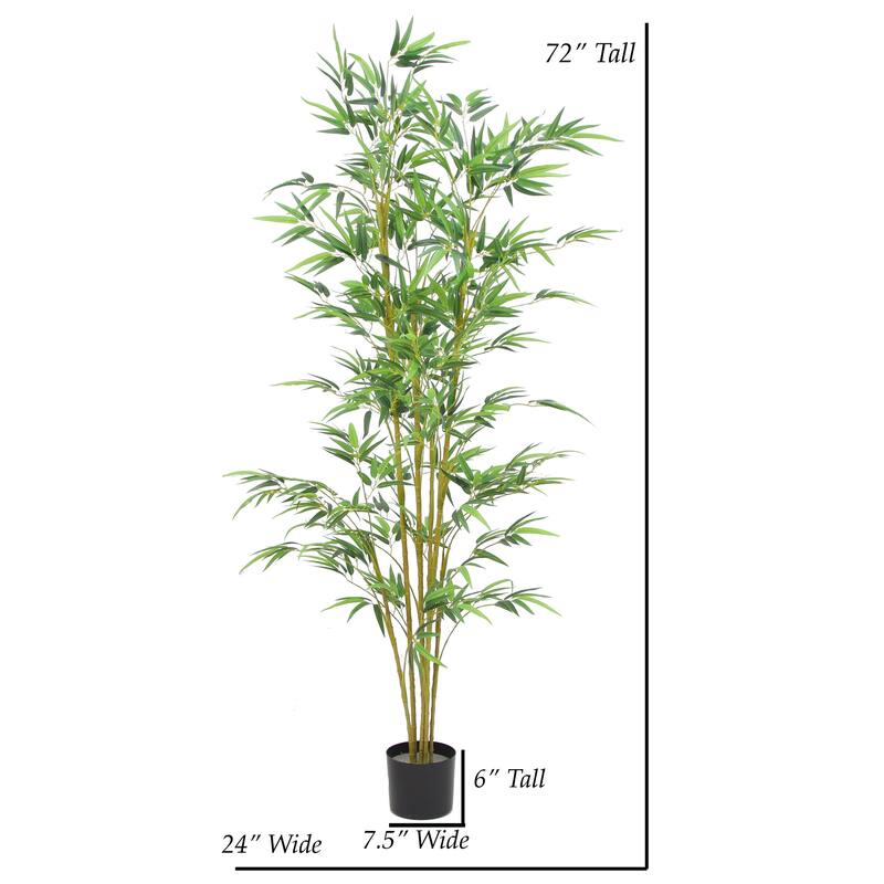 The Mod Greenhouse 60" Artificial Real Touch Bamboo Tree in Black Matte Planter's Pot