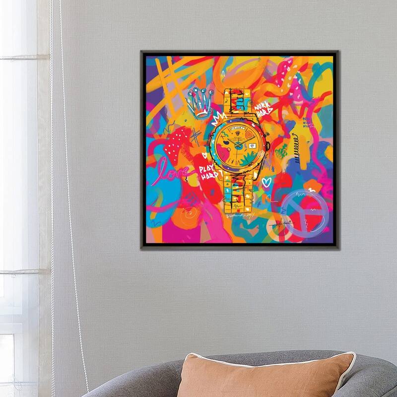iCanvas "Rolex Friday - Hustle Hard (Square)" by NUWARHOL Framed