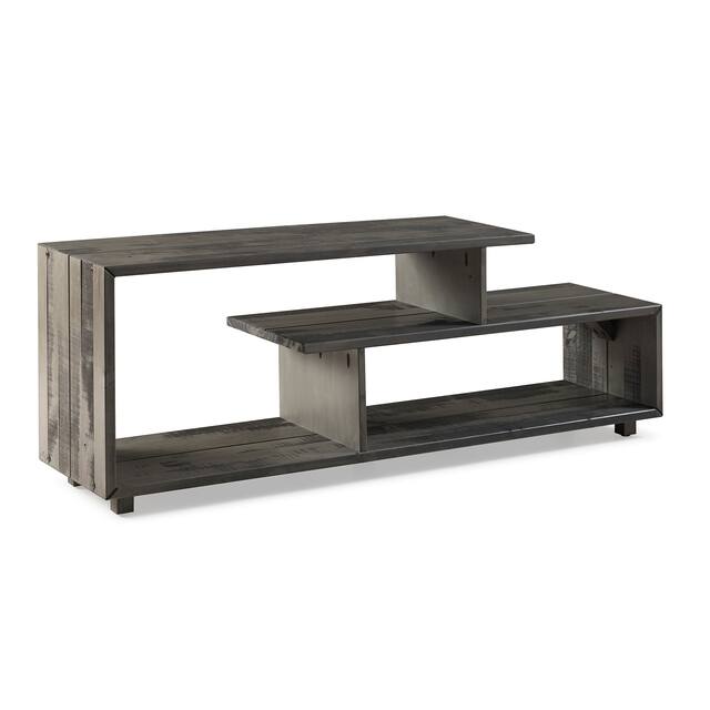 Asymmetrical 60-inch Solid Wood TV Stand Console