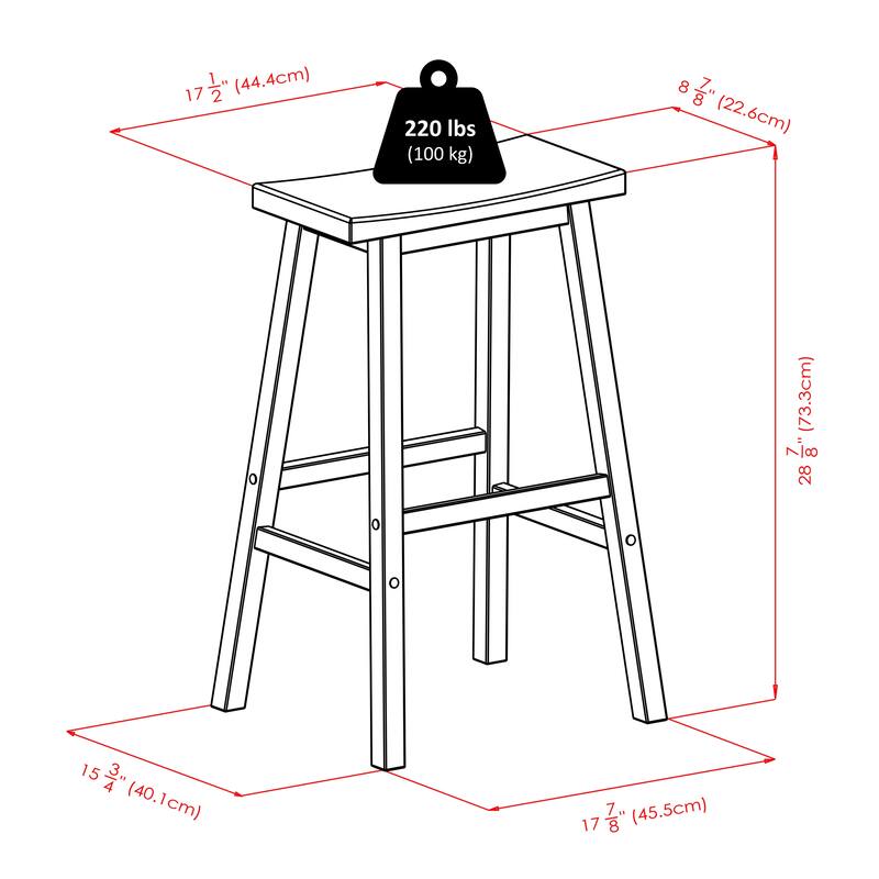Compact 5 Pc Bar Height Table Set with 4 Saddle Stools for Kitchen - 33.86 x 33.86 x 38.98 inches
