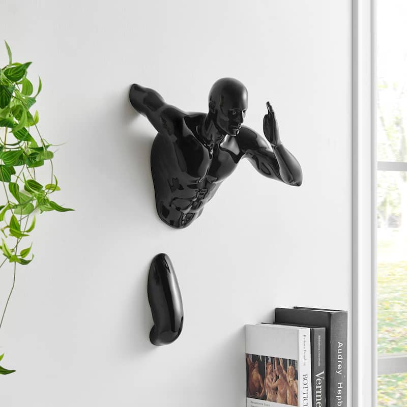 Wall Runner 20" Man Resin Sculpture - Black