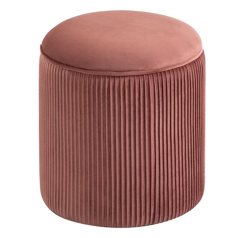 HOMCOM 15'' Small Padded Ottoman Foot Stool with Wrinkle Fabric Design, Thick Sponge Padding and Solid Base