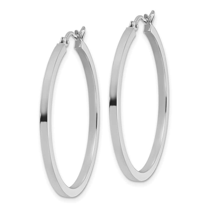 Curata 14k White Gold Square Tube Hoop Earrings - 35x35mm