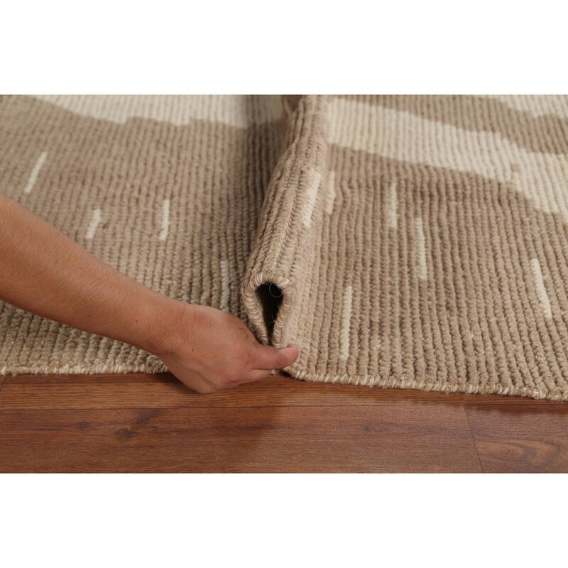 All-Over Striped Moroccan Oriental Area Rug Handmade Wool Carpet - 6'2"x 9'6"