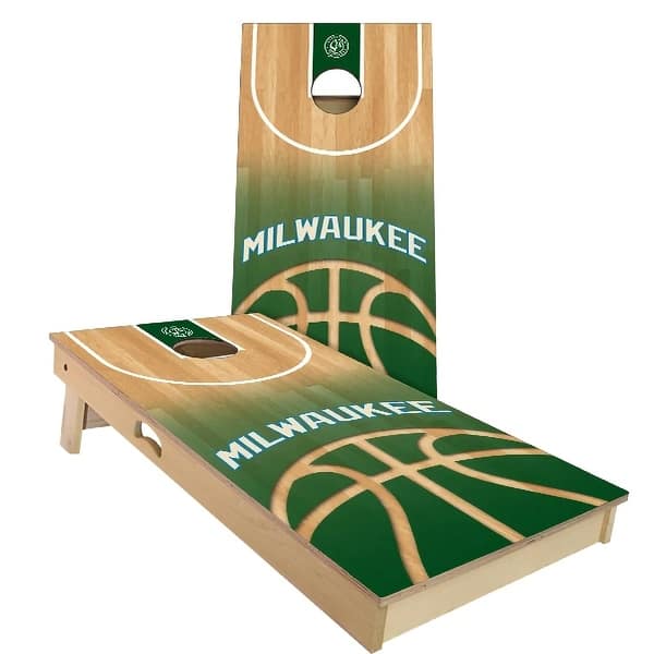 slide 2 of 9, Milwaukee Basketball Outdoor Cornhole Board Set Backyard 2x4 - NO Accessories